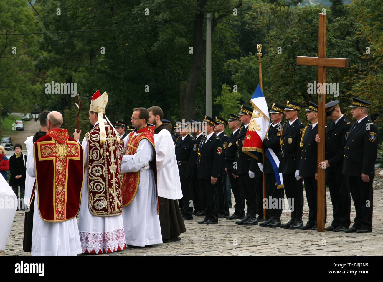 Cérémonie catholique romaine dans la région de Lublin, Pologne. Banque D'Images