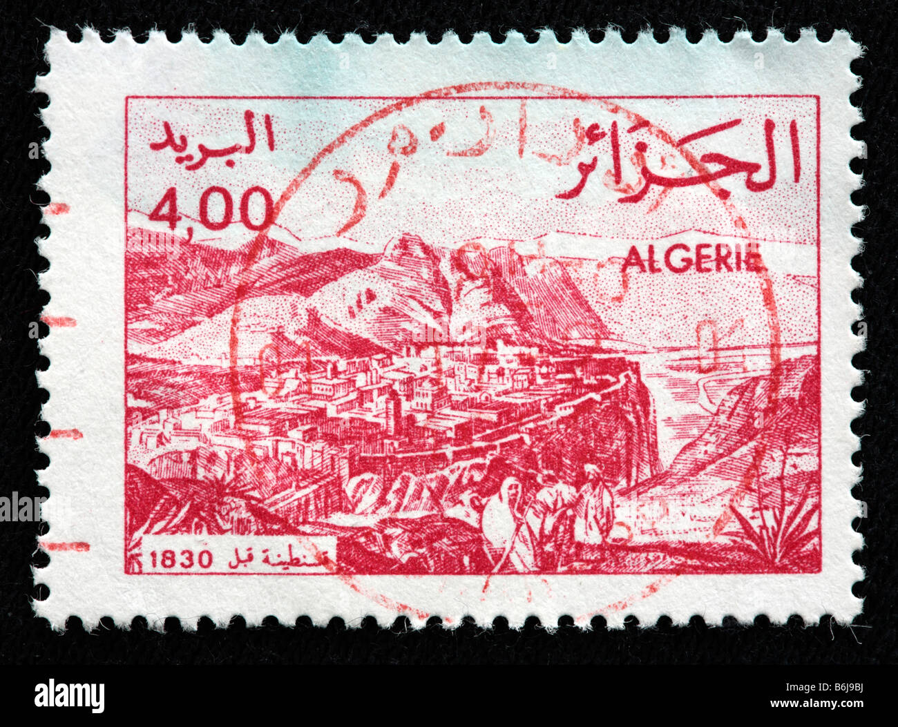 Paysage, timbre-poste, Algérie Banque D'Images