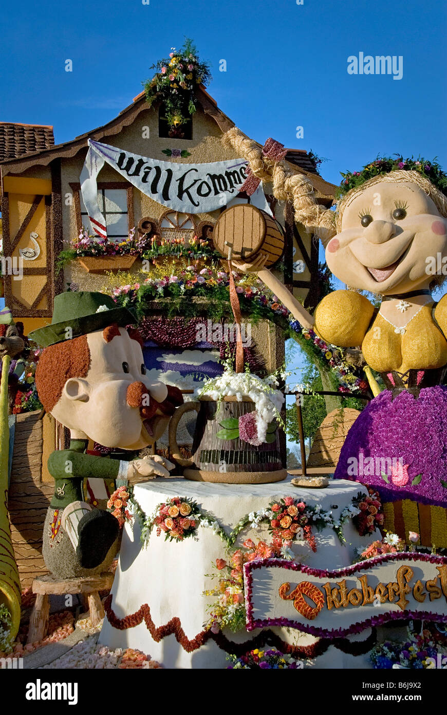 Rose Parade Float 'Oktoberfest' Burbank de tournoi Trophée Roses fondateurs plus spectaculaire construit et décoré par l'Association Banque D'Images