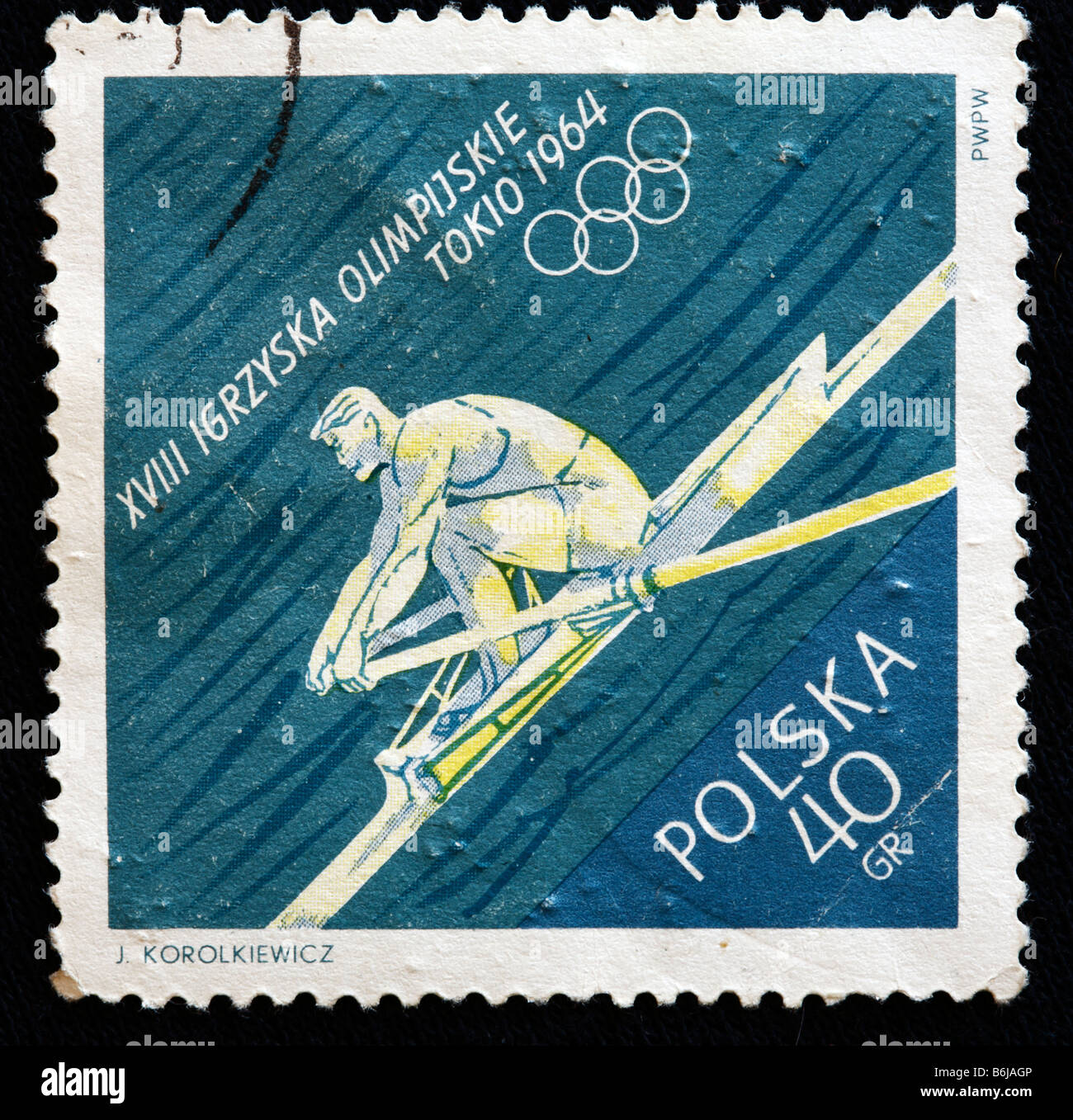 XVIII Jeux Olympiques, Tokyo, 1964, timbre-poste, Pologne, 1964 Banque D'Images