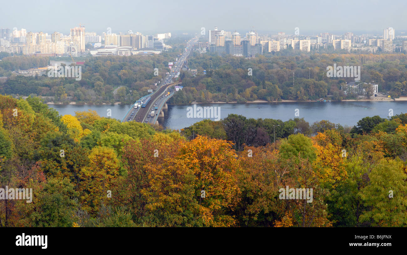 Panorama de Kiev et le fleuve Dniepr Banque D'Images