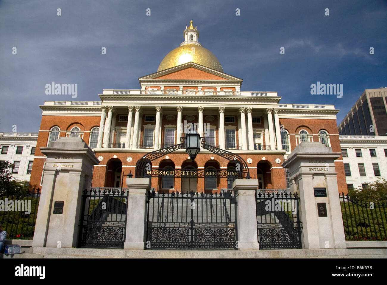 La Massachusetts State House situé dans le quartier Beacon Hill de Boston Massachusetts USA Banque D'Images