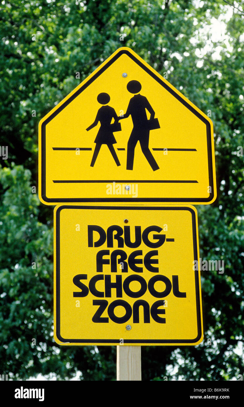 Drug Free Zone scolaire sign Banque D'Images