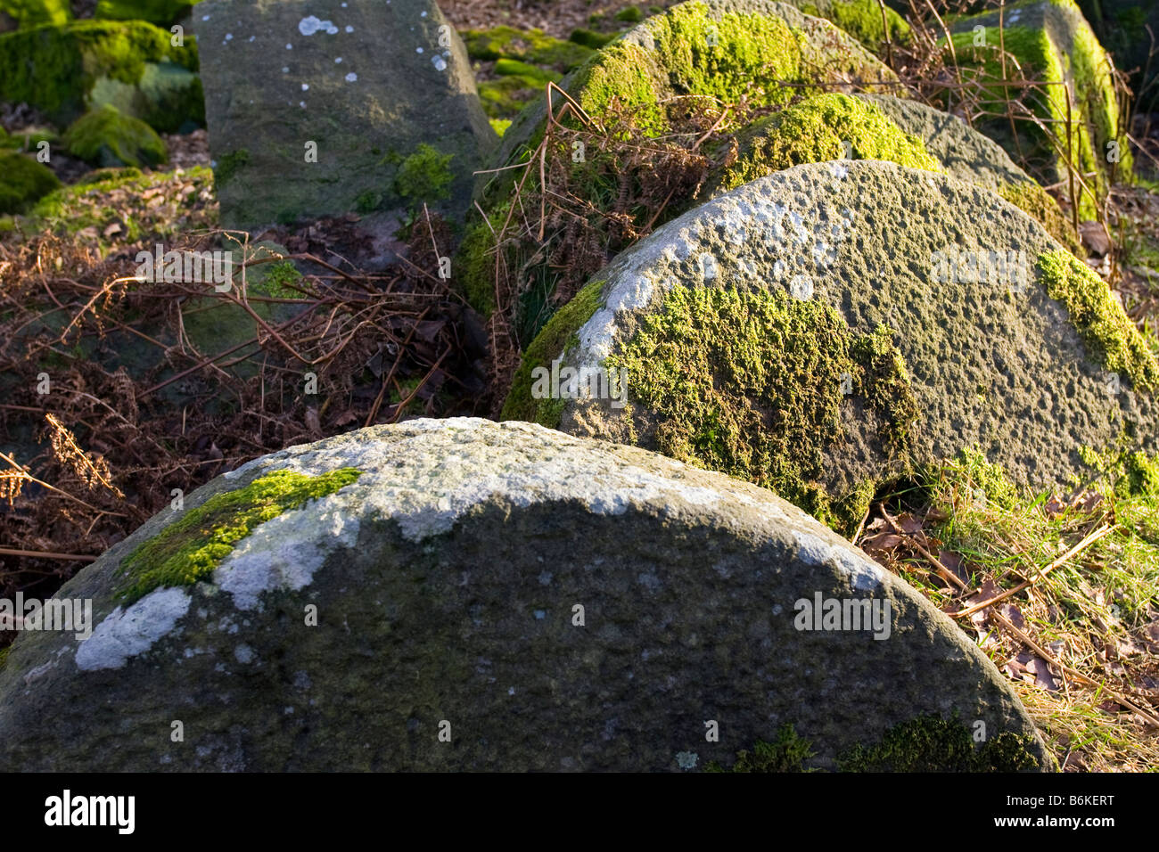 Hathersage meules Parc national de Peak District, Derbyshire Banque D'Images