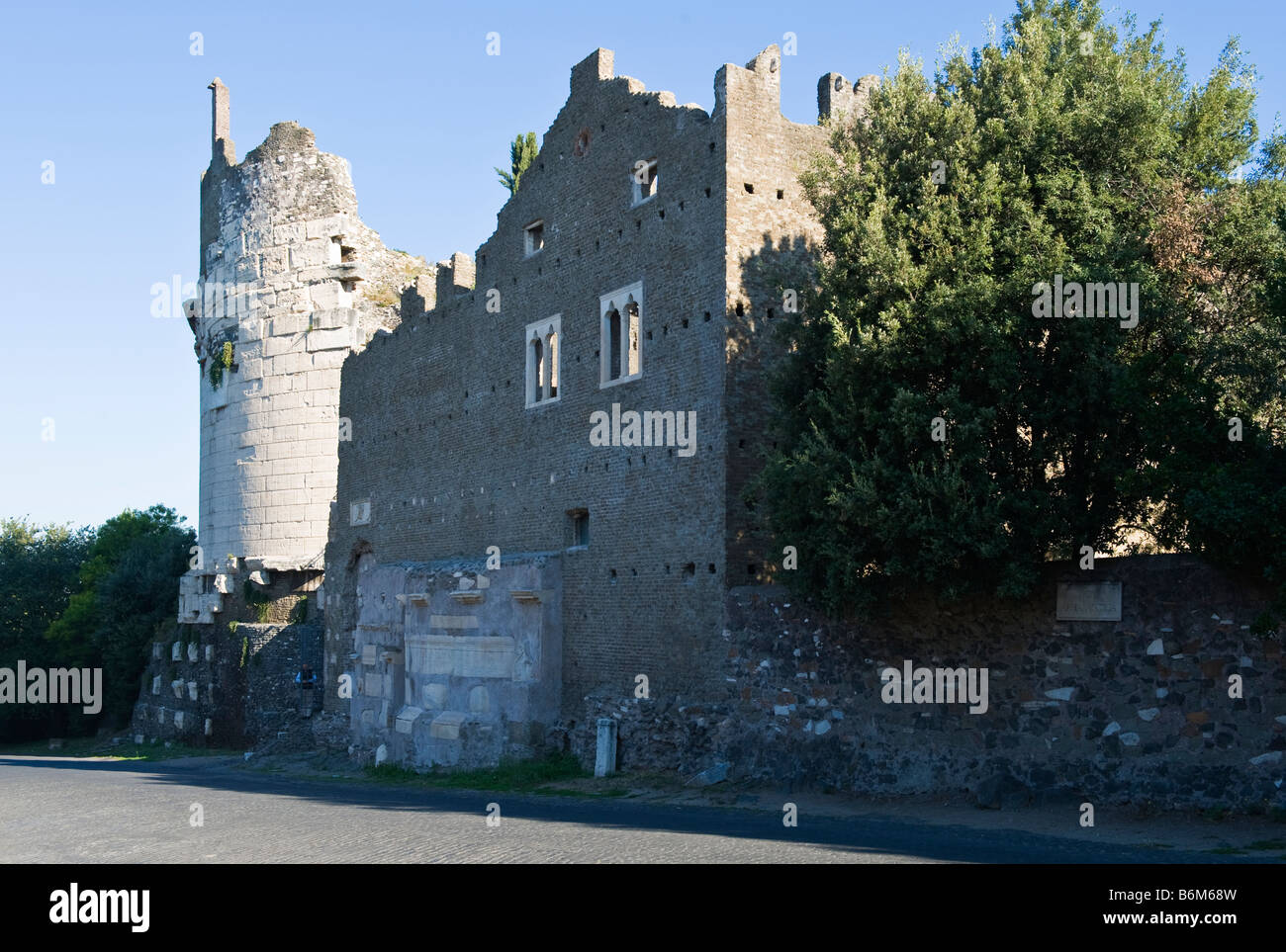 Italie Rome le mausolée de Cecilia Metella dans la Via Appia Antica Banque D'Images