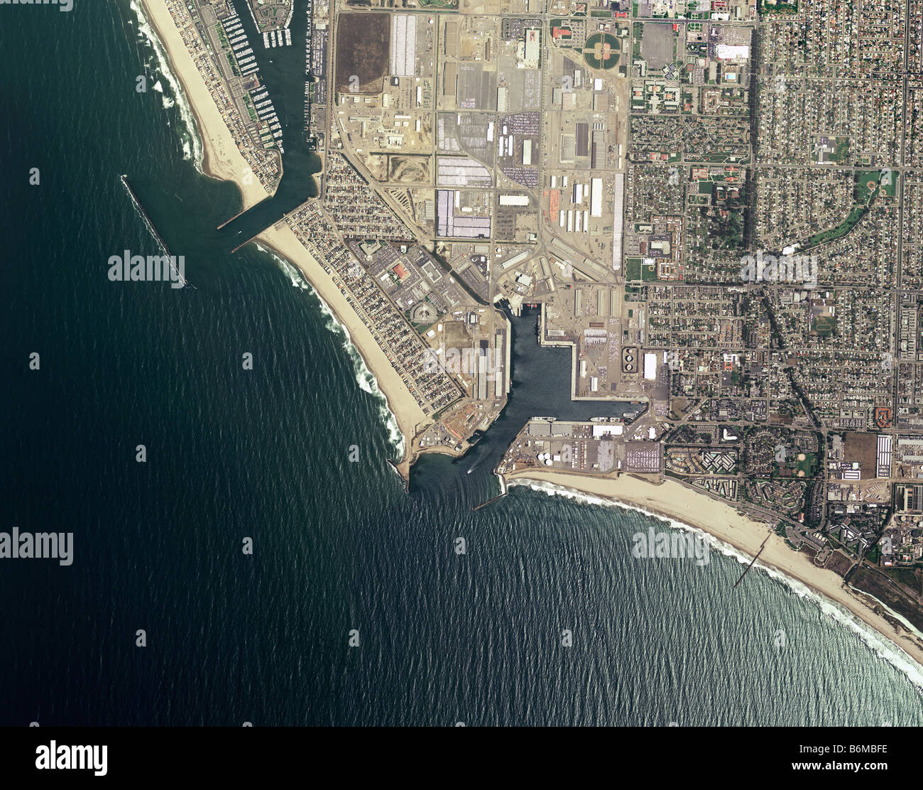 Carte aérienne de Port Hueneme et Channel Islands Harbor Oxnard, Ventura County, Californie Banque D'Images