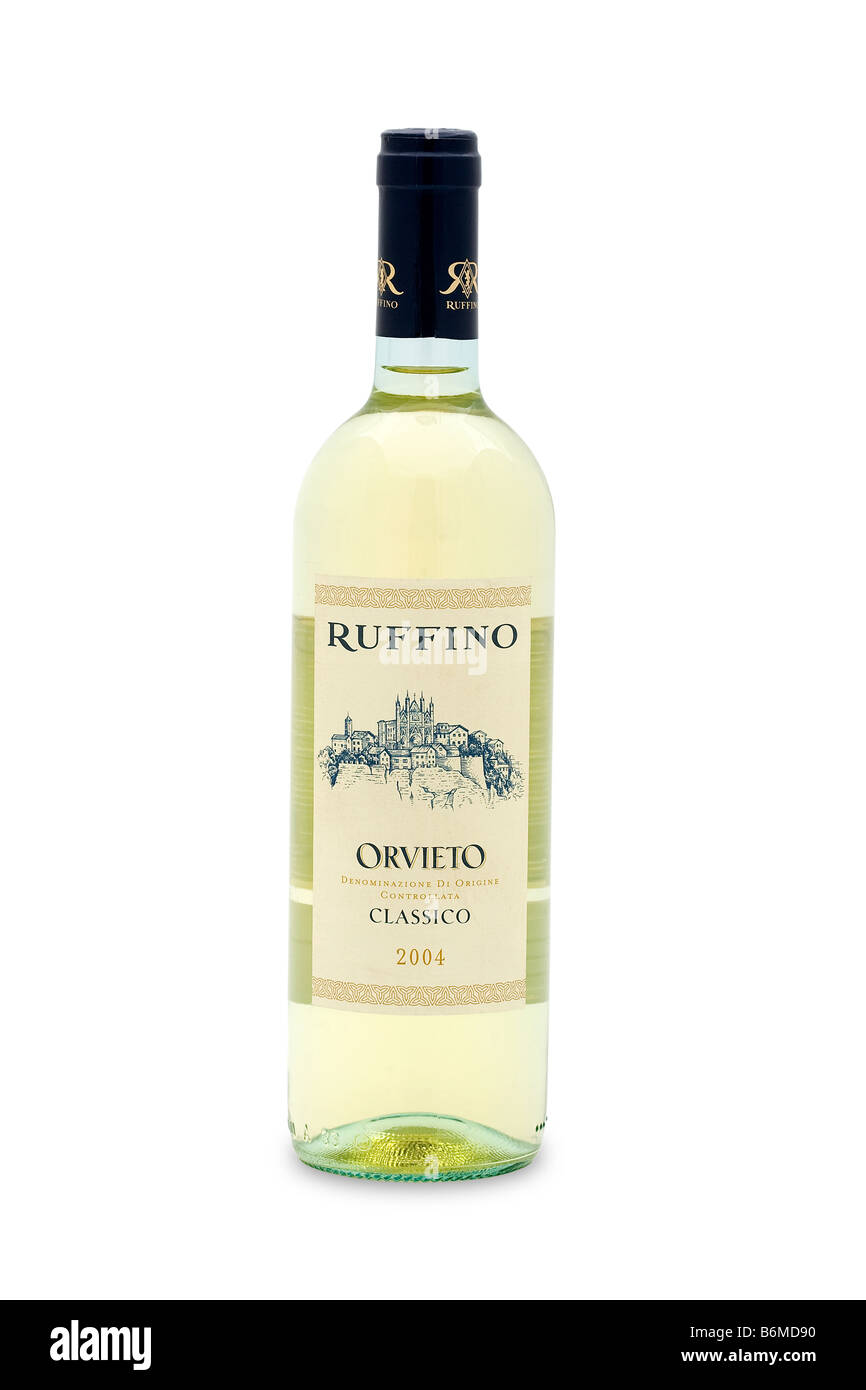 Vin blanc orvieto Ruffino classic 2004 Italie produisent des arômes de paille d'or pâle couleur floral délicat basilic melon abricot très Banque D'Images
