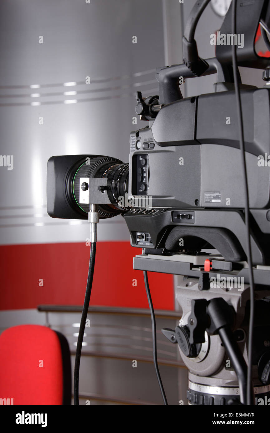 Close up studio de caméra vidéo dans news television studio Banque D'Images