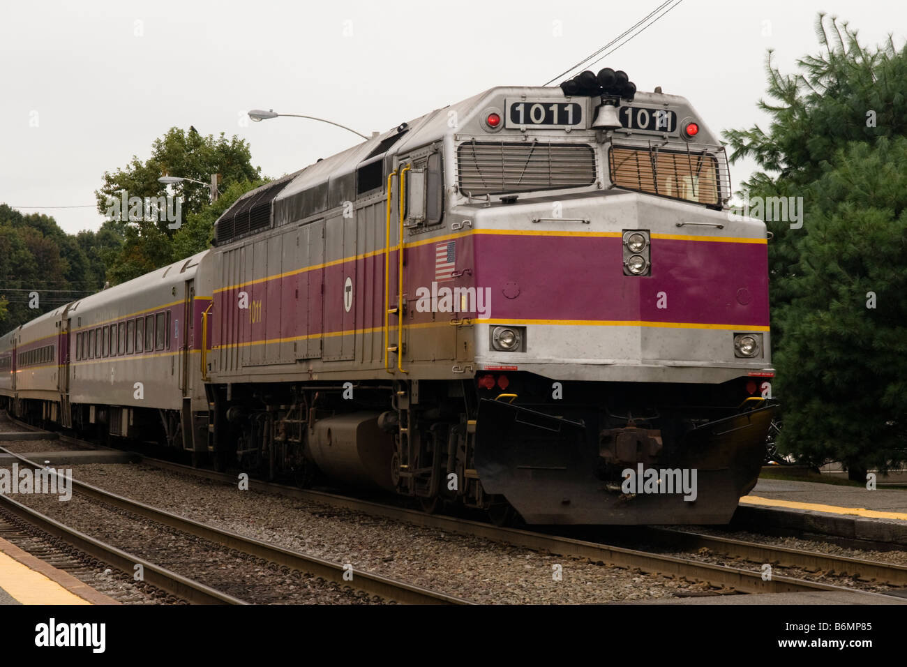 MBTA Commuter Train à Concord, MA Massachusetts New England USA United States of America Banque D'Images