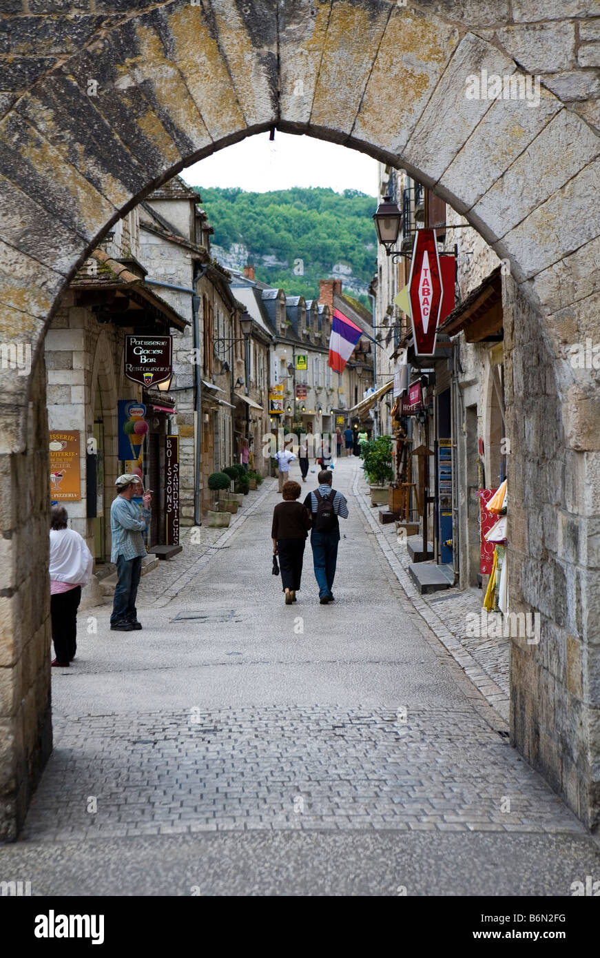 Vue d'Archway de Rocamadour Banque D'Images Vue d'Archway de Rocamadour Banque D'Images