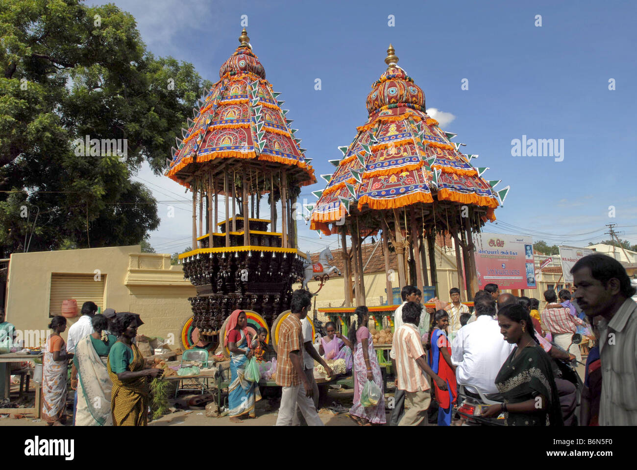 FESTIVAL EN KARPAKA PILLAIYARPATTI VINAYAKAR TEMPLE À TAMILNADU Banque D'Images