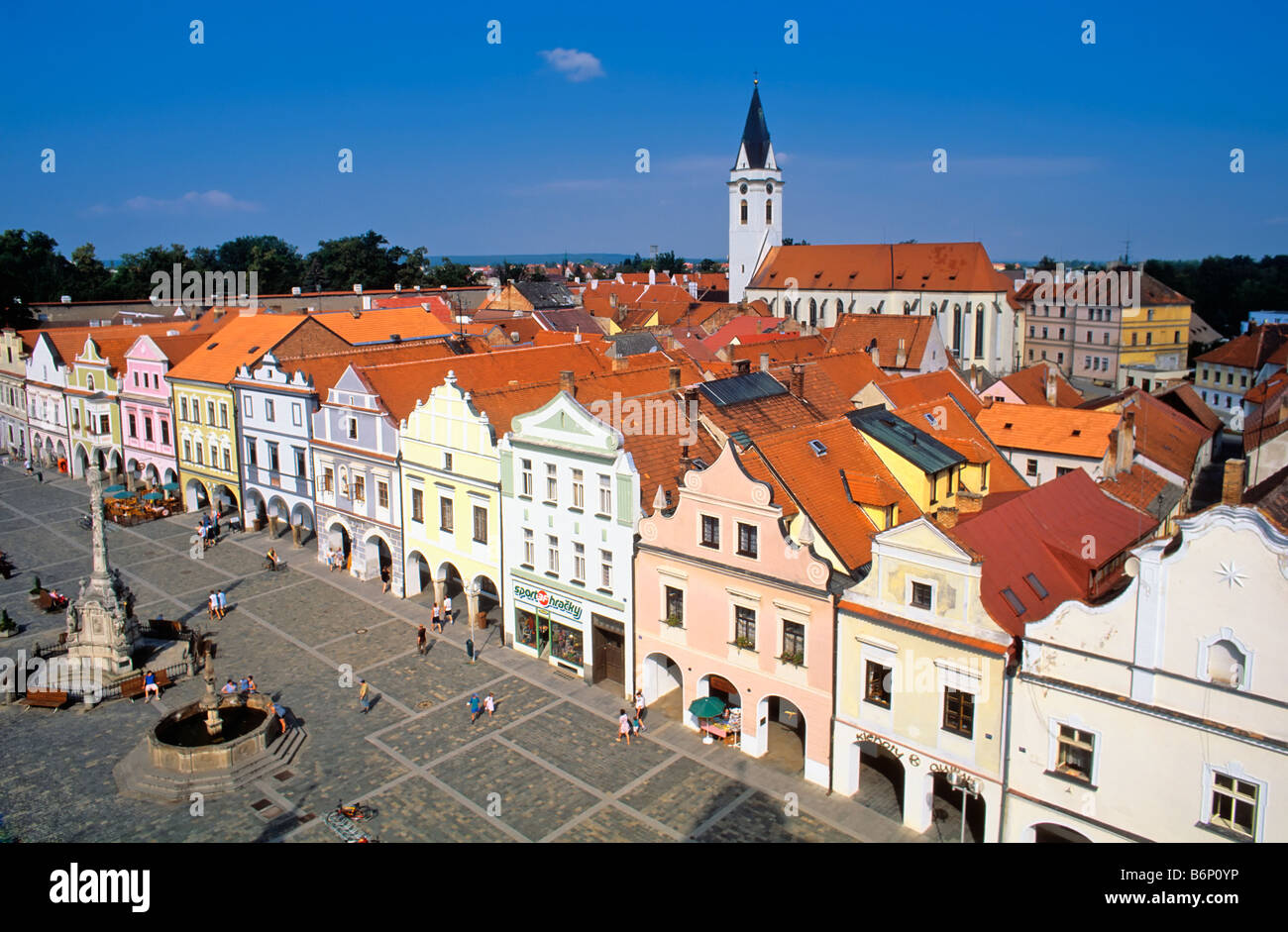 République tchèque Bohême du Sud VILLE TREBON MASARYKOVO SQUARE Banque D'Images