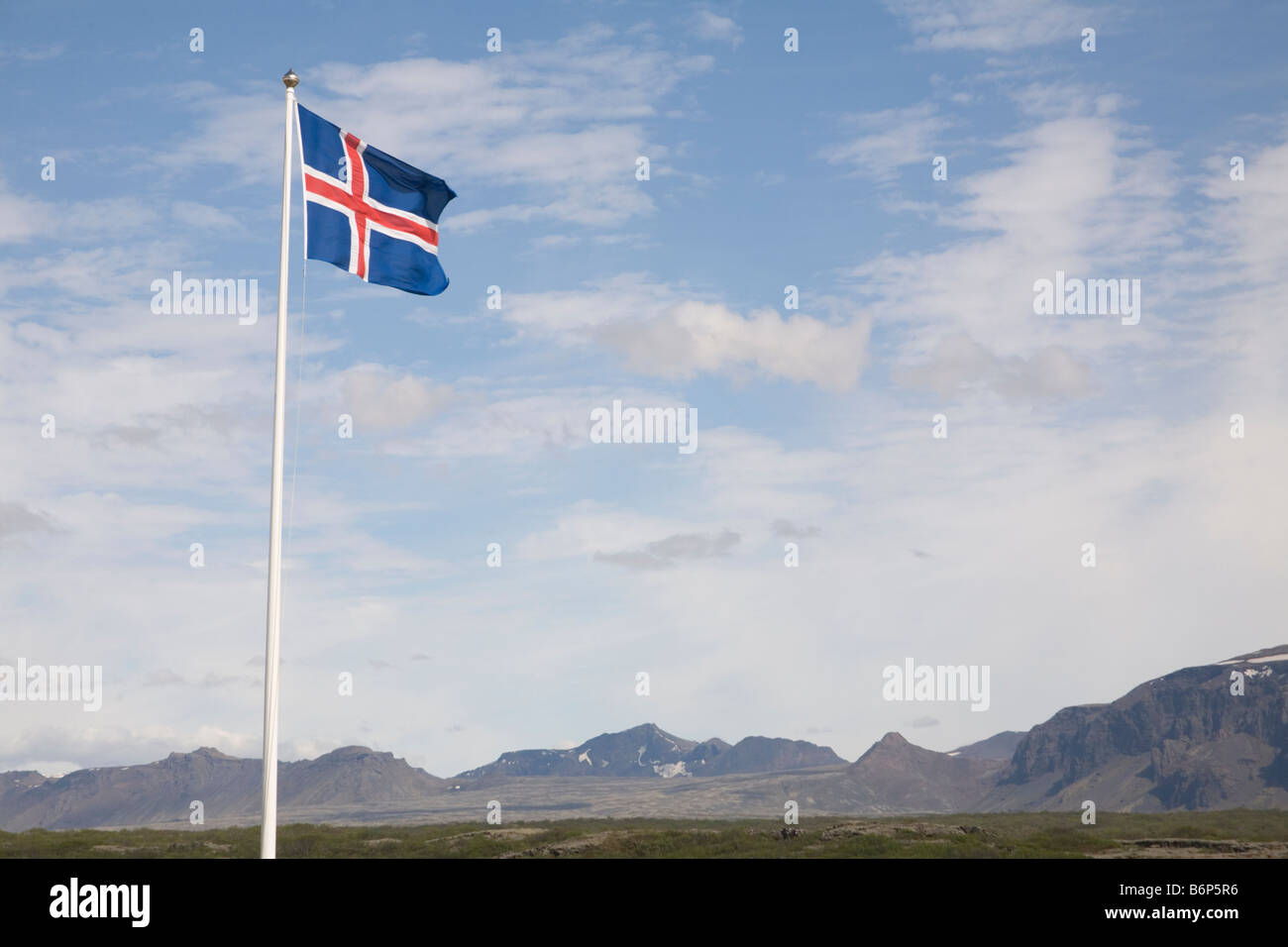 Drapeau de l'Islande et du paysage Banque D'Images