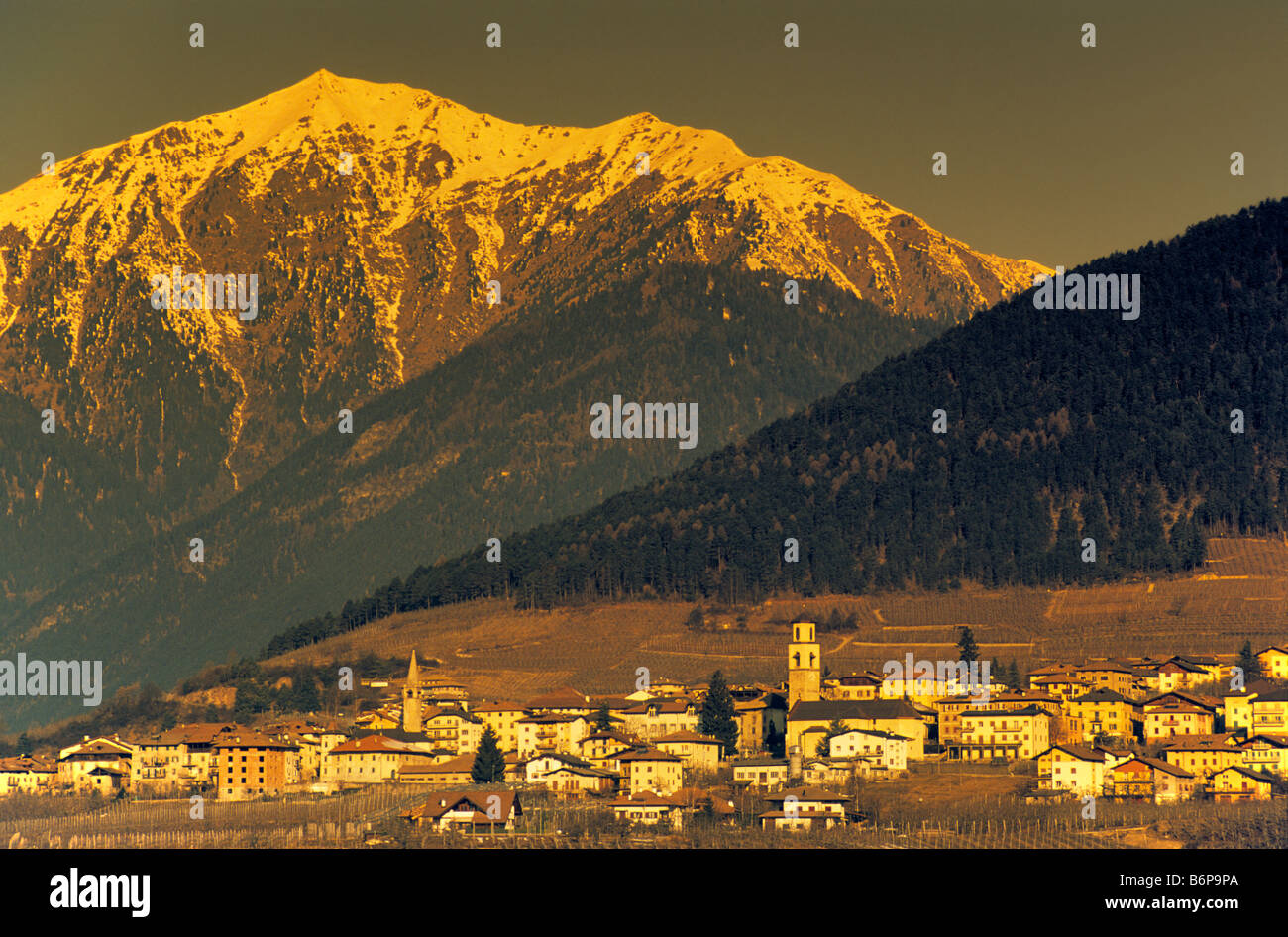 Village de Revo dans Valle di Non massif de l'Ortles Hochwart dans dist hiver Alpes région Trentin-Haut-Adige Italie Banque D'Images