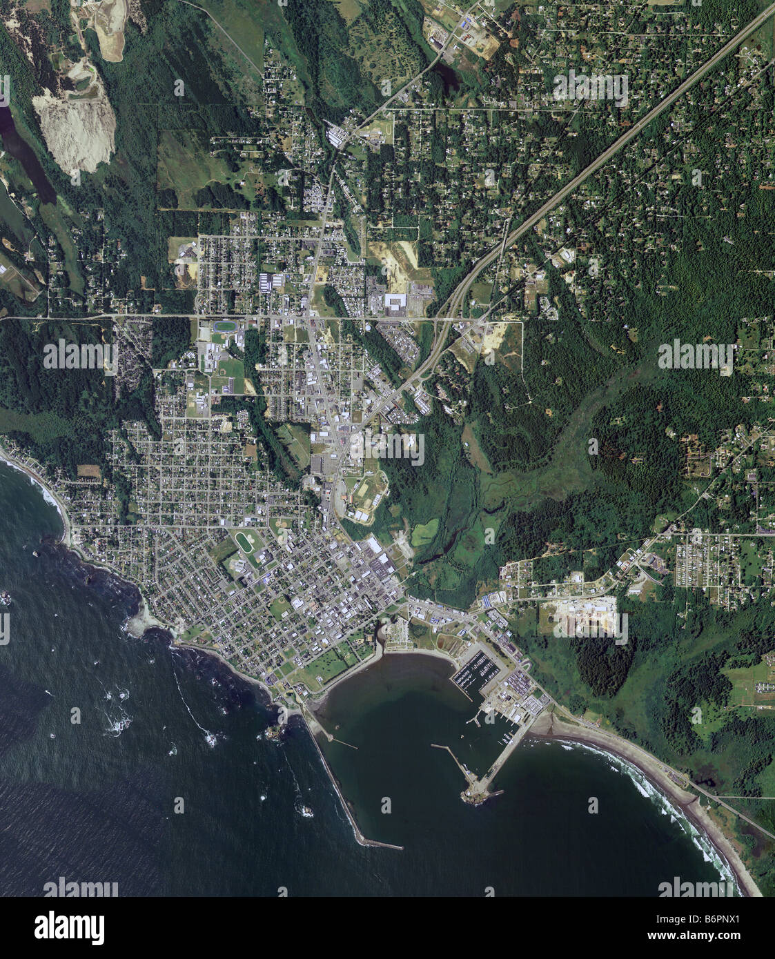 Carte aérienne voir au-dessus de Crescent City en Californie dans le comté de del Norte Banque D'Images