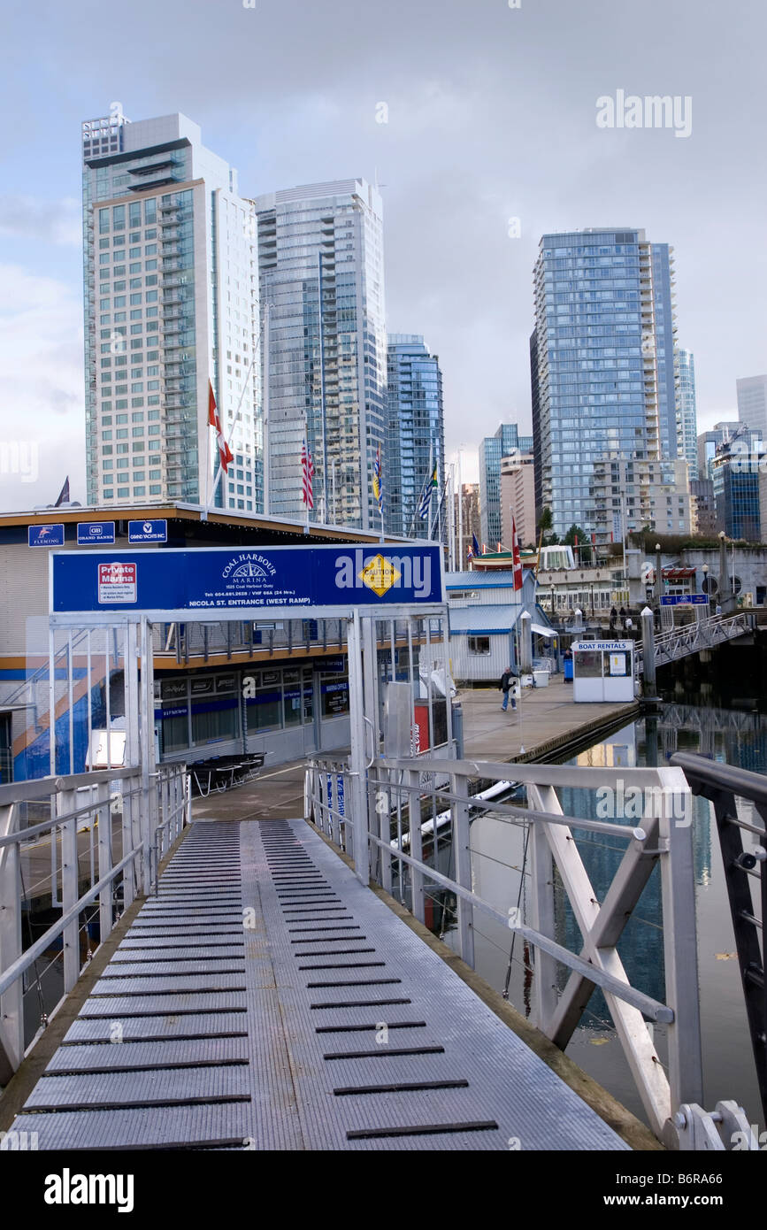 Entrée de la marina à Coal Harbour, Vancouver, British Columbia, Canada Banque D'Images