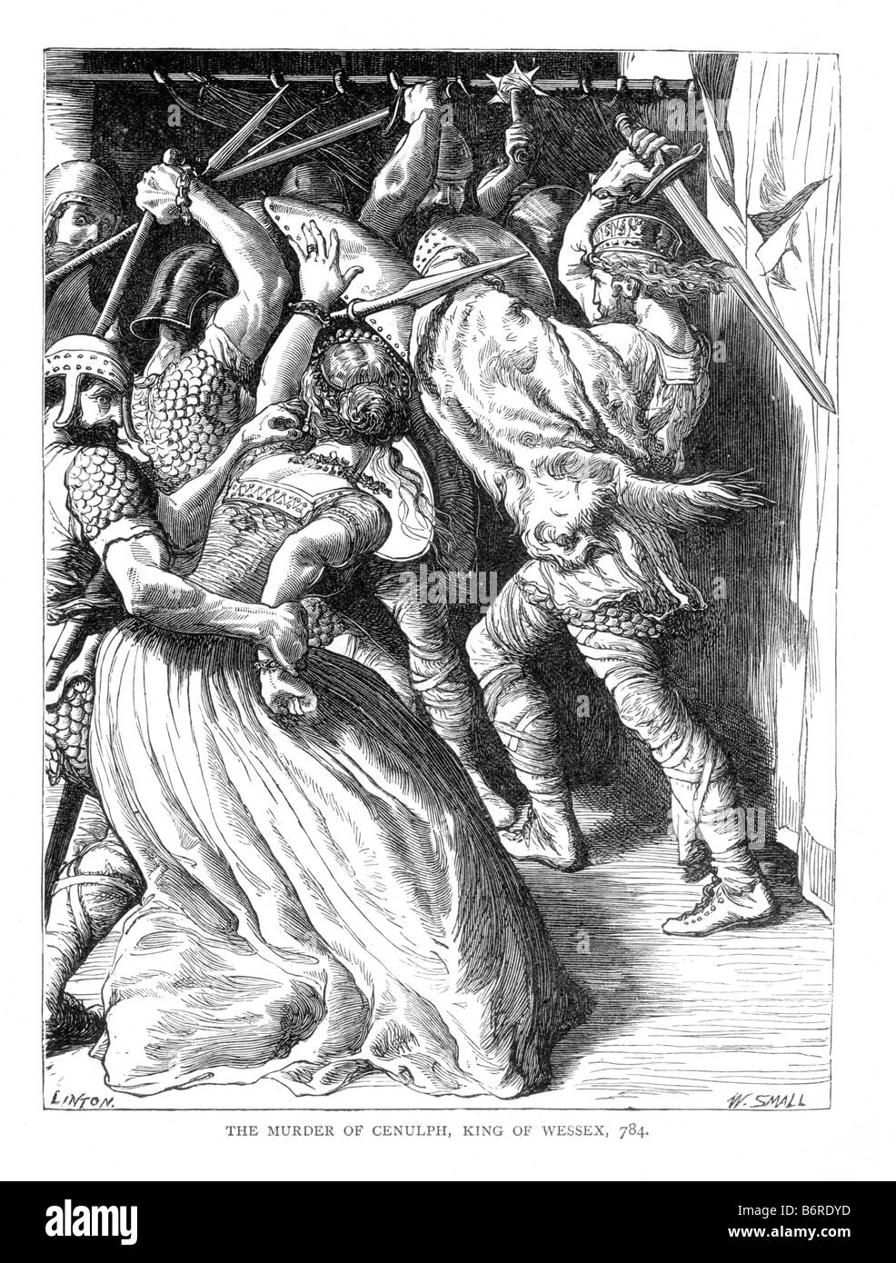 Le meurtre d'Cenulph roi du Wessex ANNONCE 784 Illustration du xixe siècle Banque D'Images
