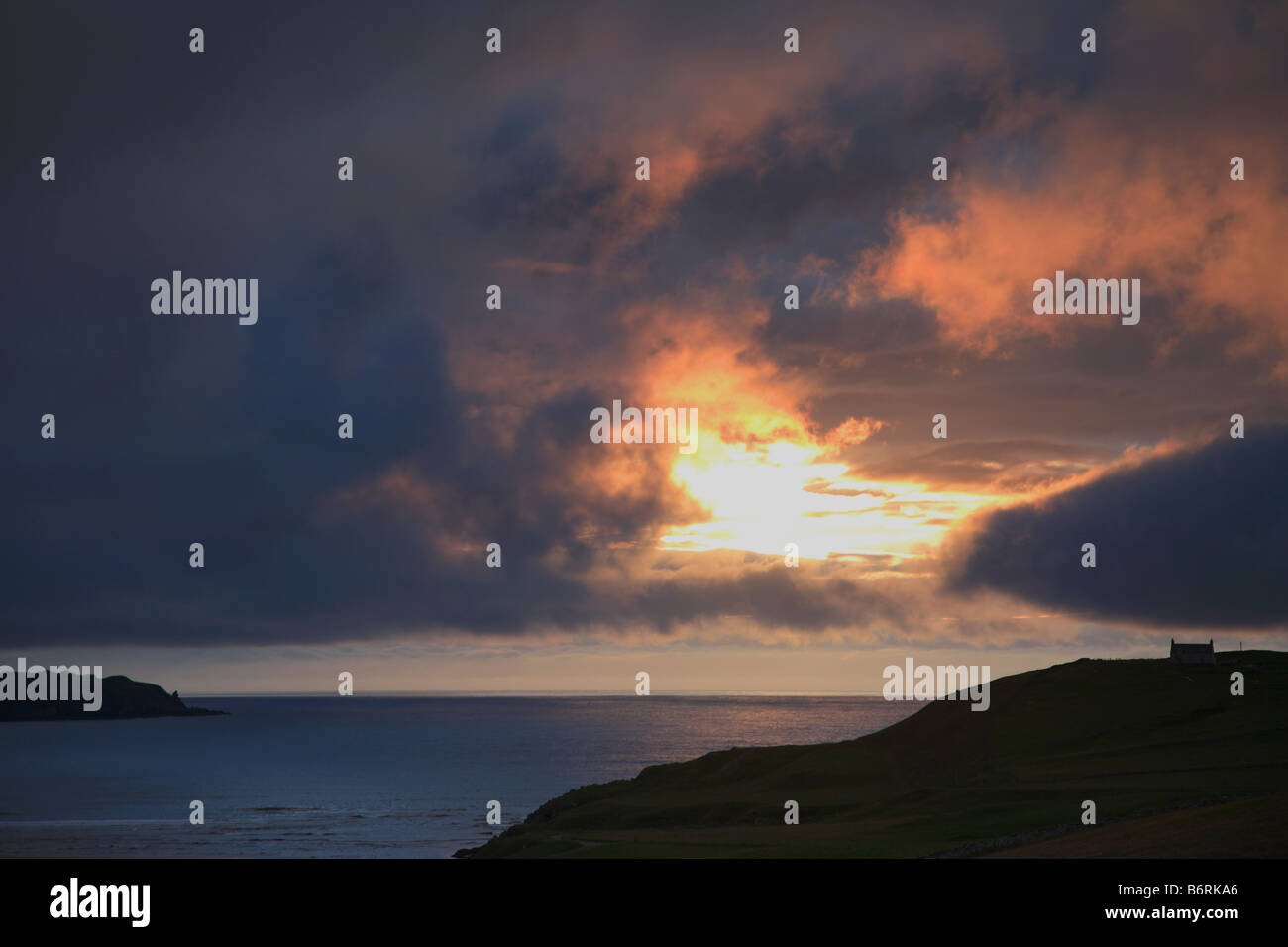 L'été paysage Coucher de soleil sur la baie d'Torrisdale Bettyhill village North West Highlands d'Ecosse UK Banque D'Images