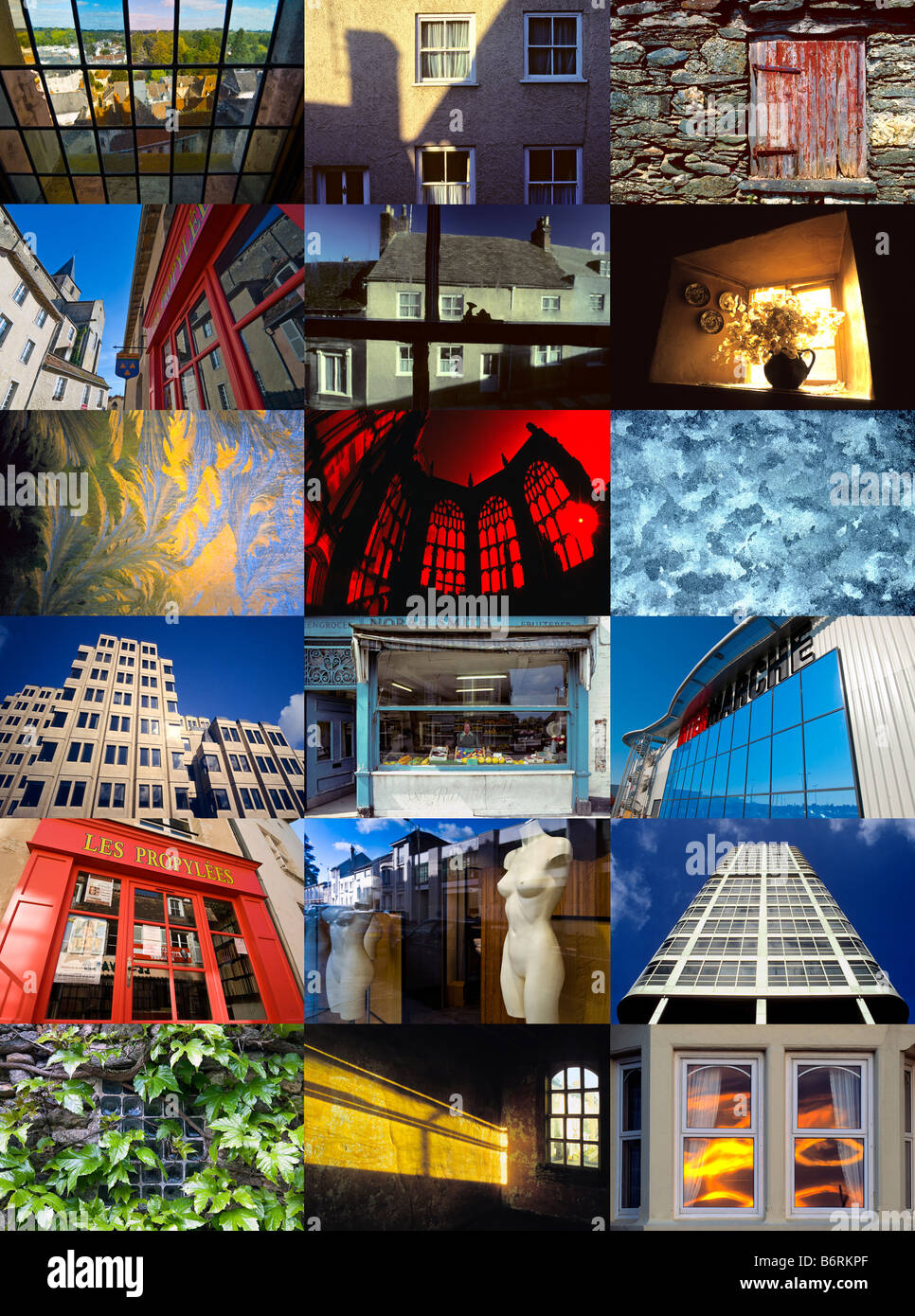 Plusieurs 18 x libre montage vertical de Windows. Banque D'Images