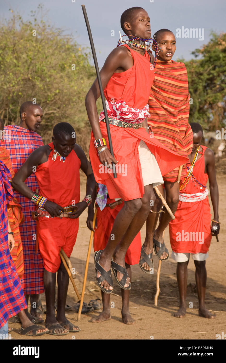 La danse, parc Masai Mara Kenya Afrique Banque D'Images