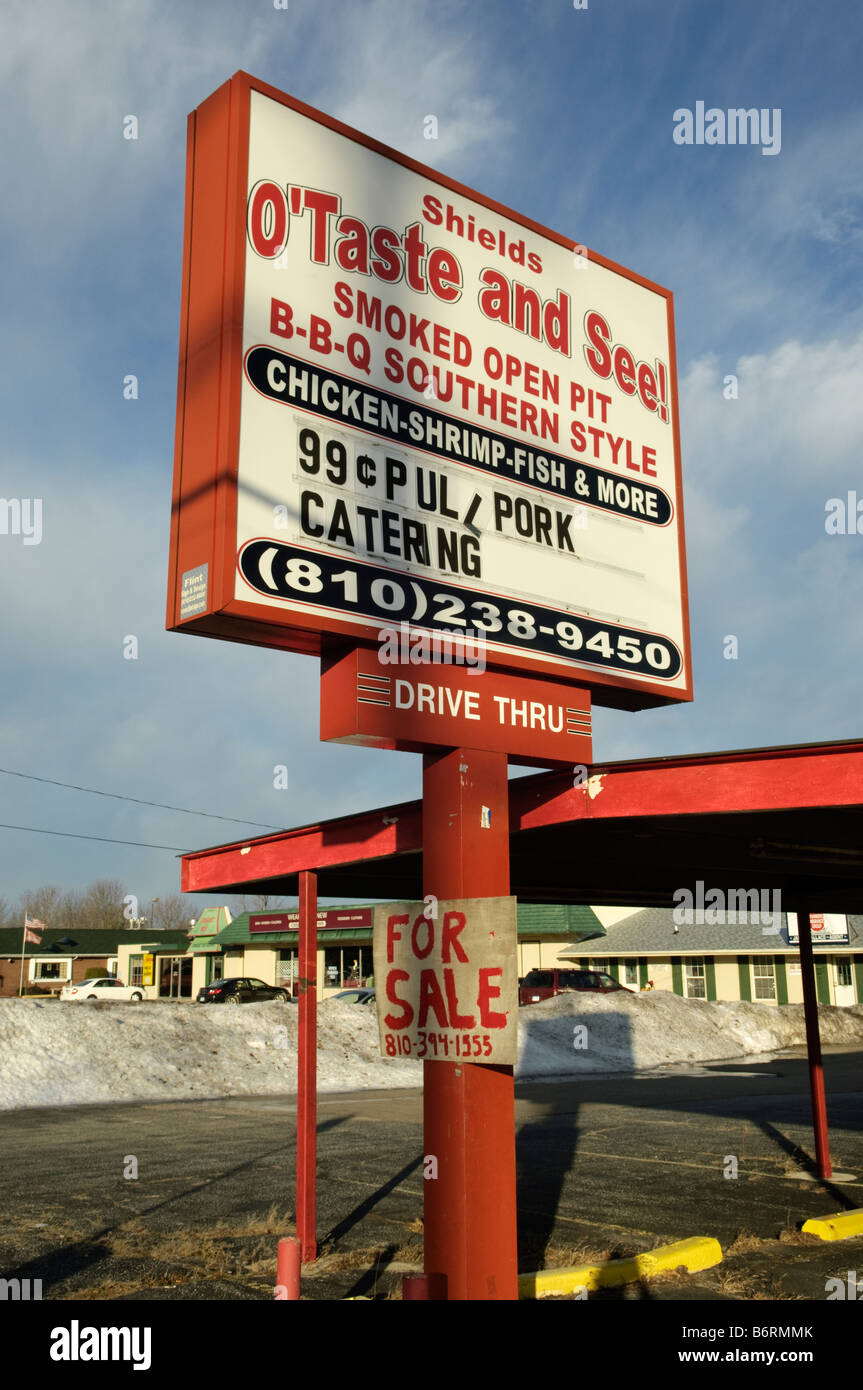 Restaurant fermé à vendre à Flint Michigan USA Banque D'Images