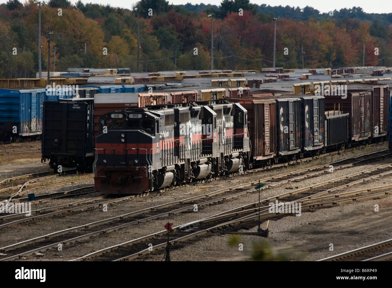 Locomotives du train de marchandises en Rigby Yard Rail South Portland ME Maine USA Banque D'Images