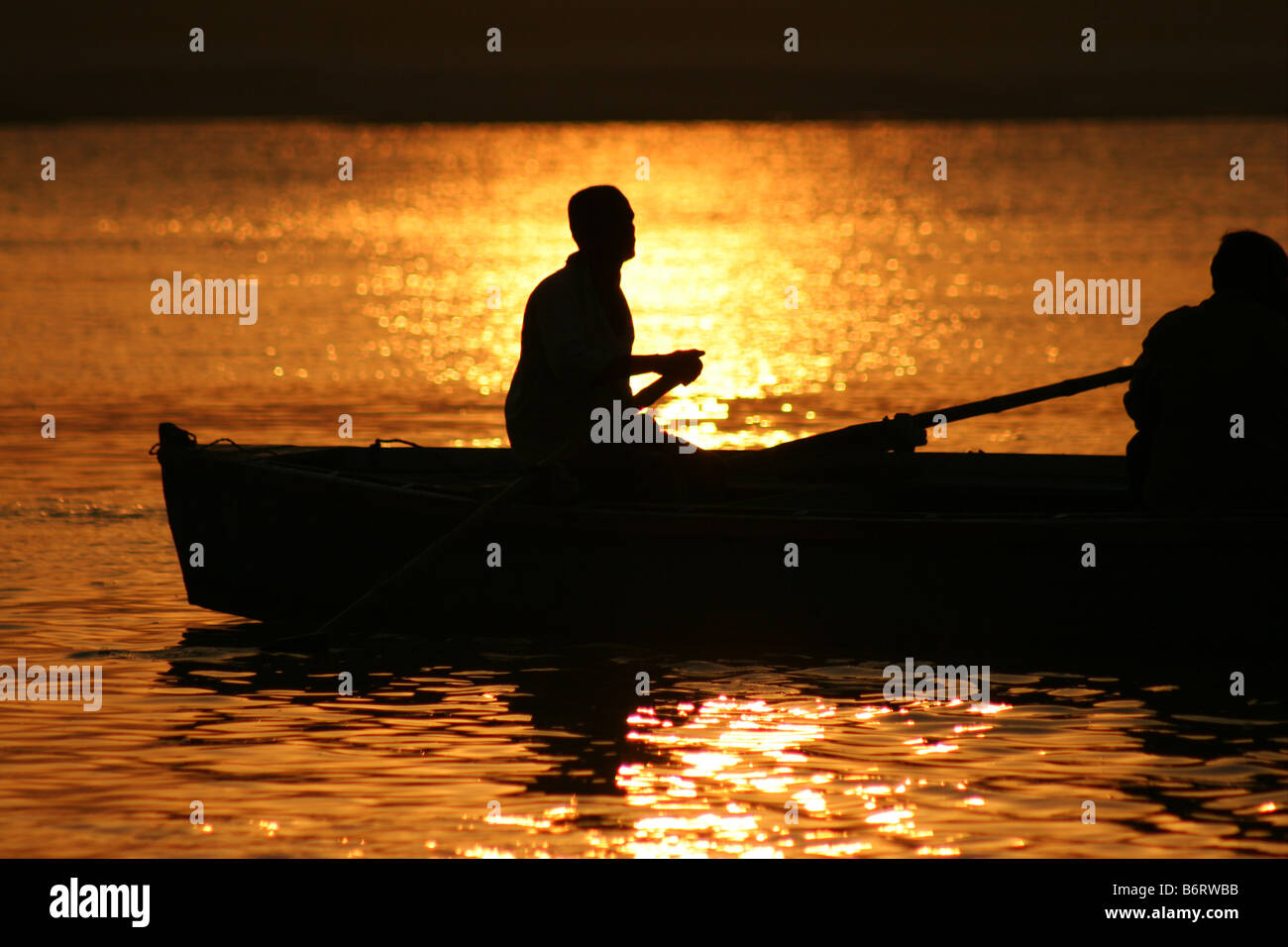 L'aube sur le Gange, Varanasi, Inde Banque D'Images