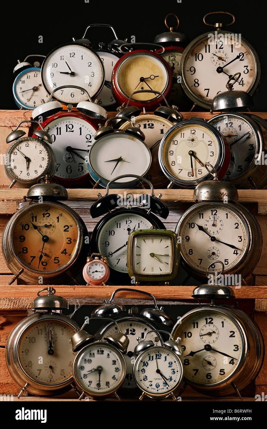 Collection d'horloges vintage Banque D'Images