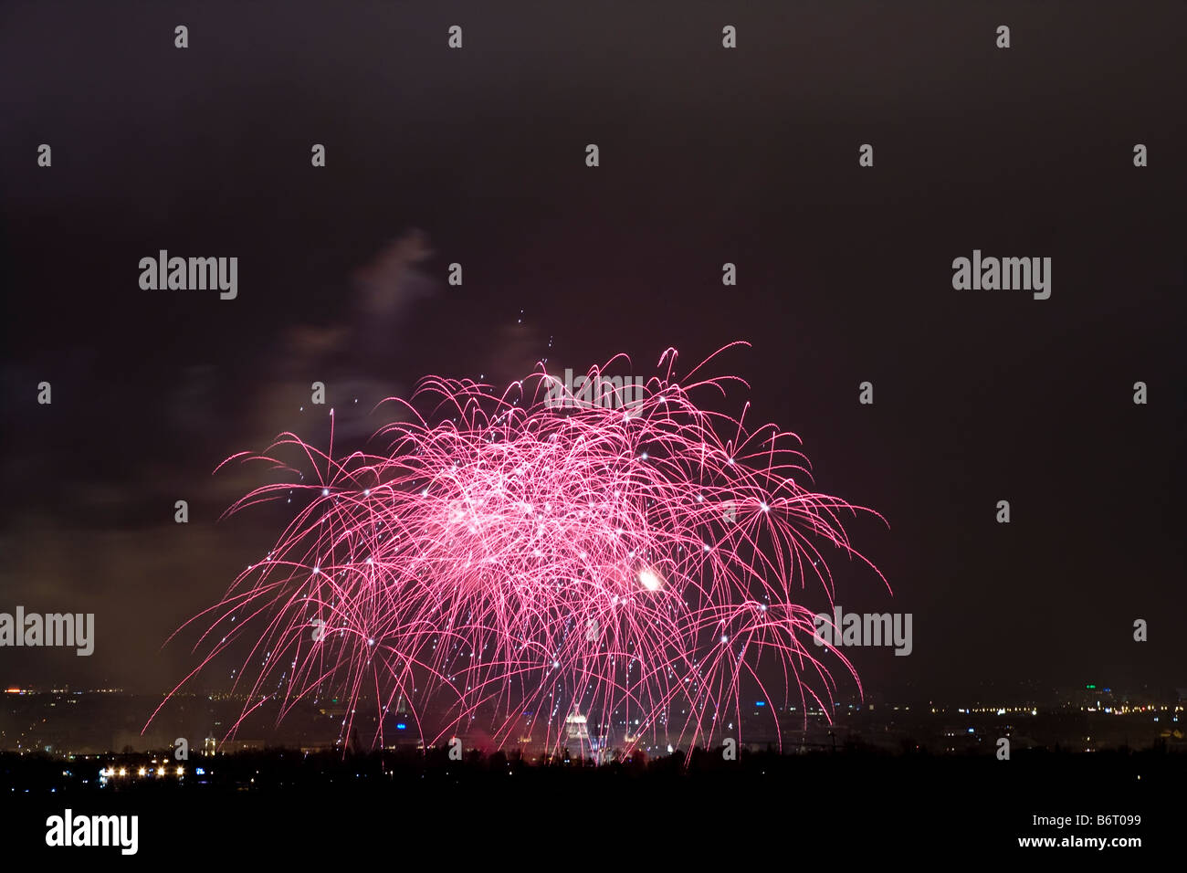 D'artifice à Prague, le premier janvier 2009 Banque D'Images