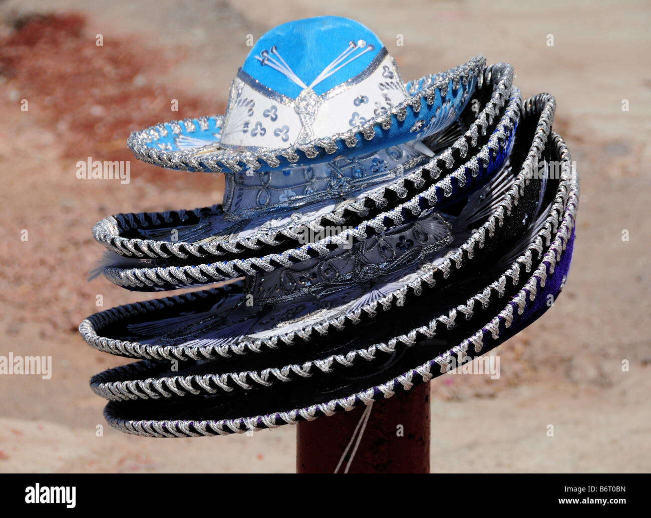Sombreros mexicains pour la vente, le Mexique Cty Banque D'Images