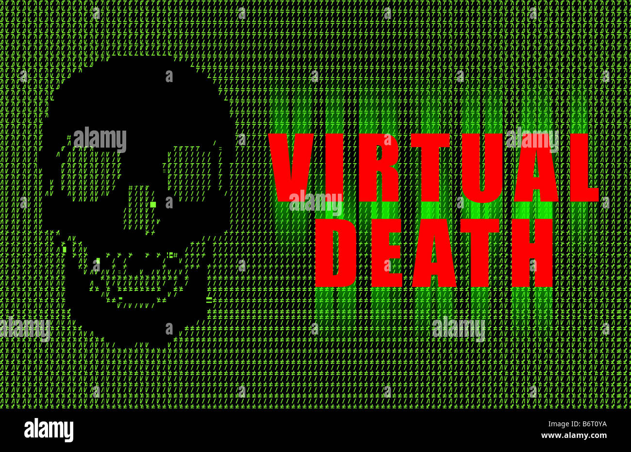 Le Suicide La mort virtuelle Ascii Art Abstract en vert Banque D'Images