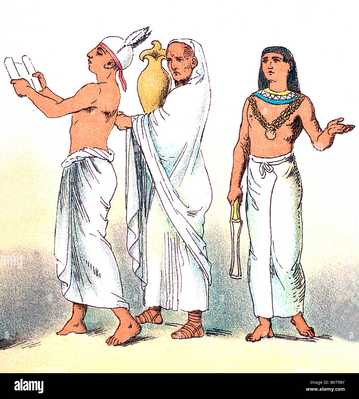 Trois prêtres de l'Égypte ancienne Banque D'Images