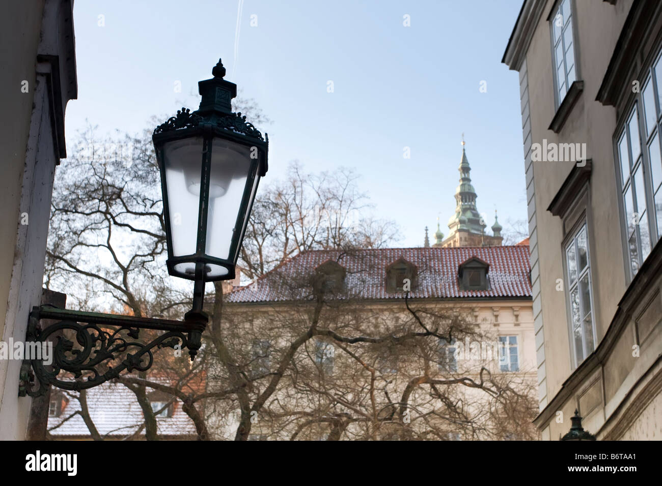 La lumière de la rue, Prague, République Tchèque Banque D'Images
