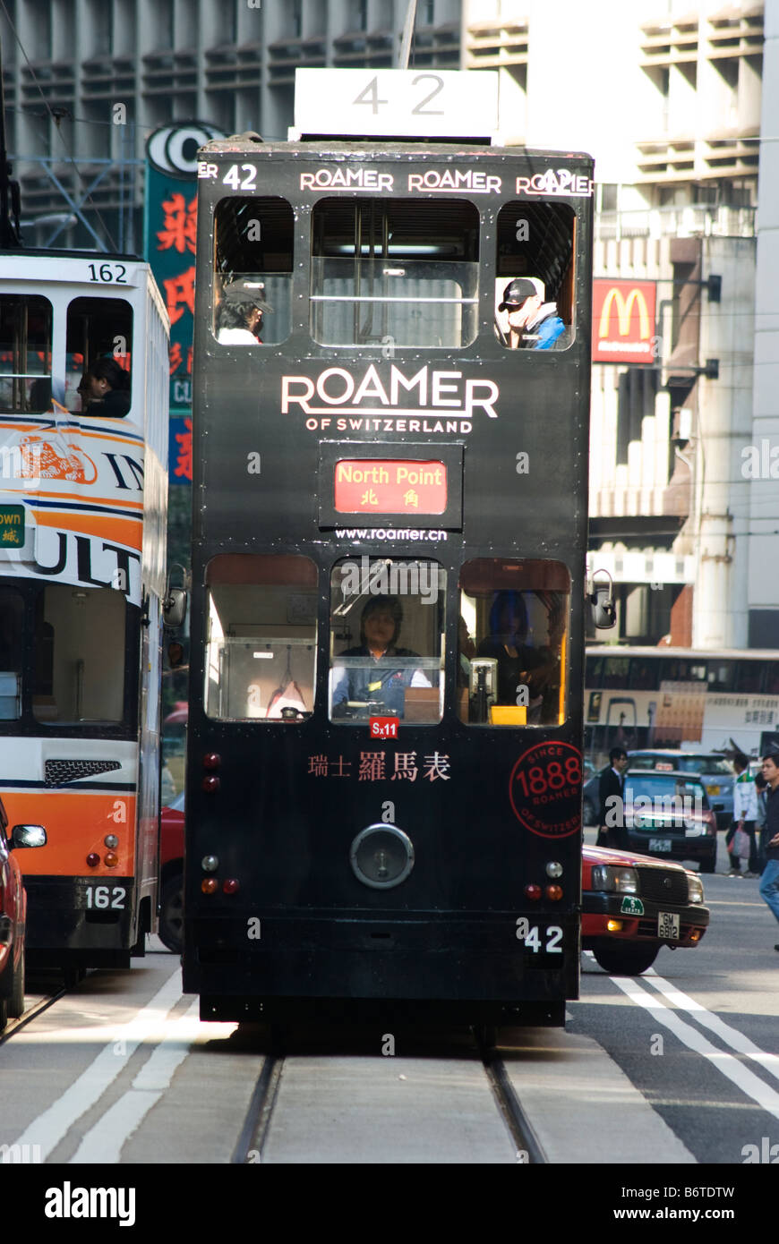 Hong Kong le tram numéro 42 Banque D'Images