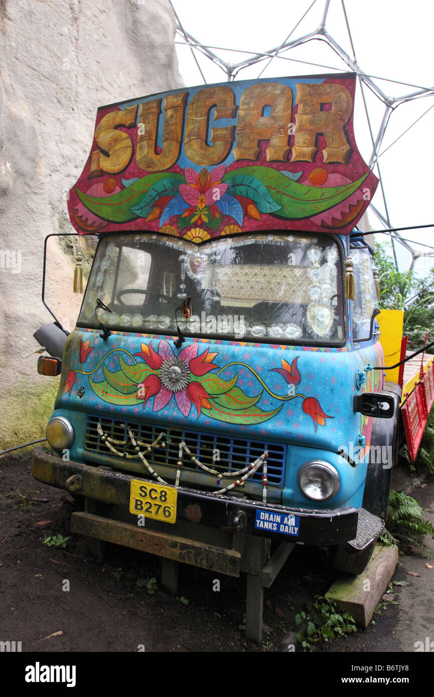 Canne à sucre Lorry logée dans les tropiques humides Biome, Eden Project, Cornwall, Royaume-Uni Banque D'Images