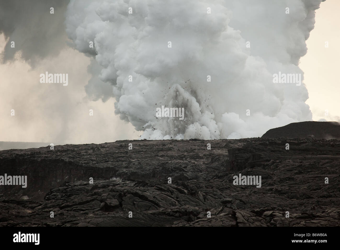 Panache de vapeur et l'éruption volcanique à Kalapana, Big Island, Hawaii, USA Banque D'Images