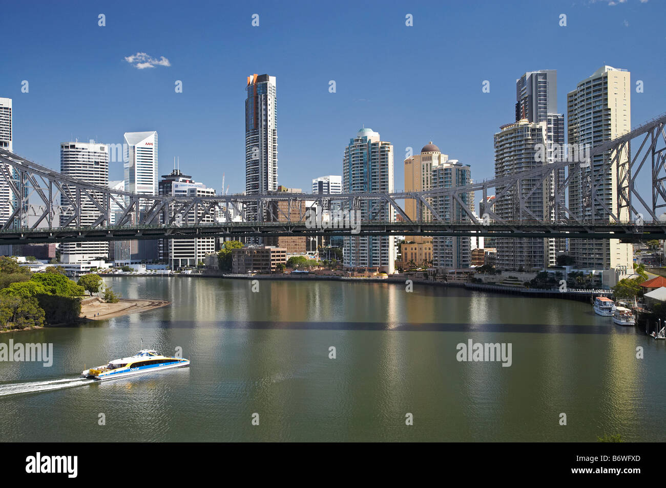 Story Bridge et traversier Cat ville rivière Brisbane Brisbane Queensland Australie Banque D'Images
