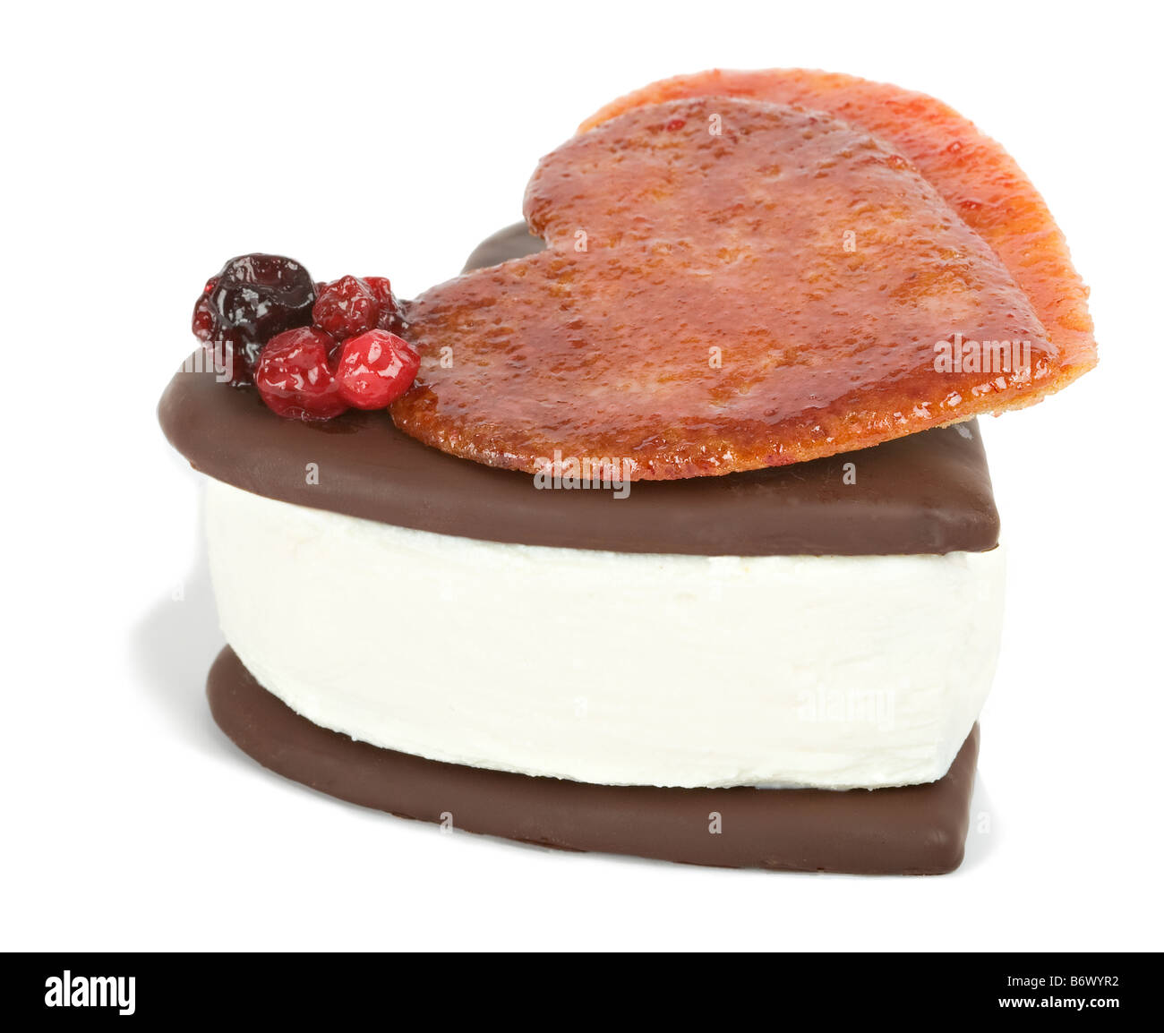 Valentine heart shaped ice cream dessert Banque D'Images