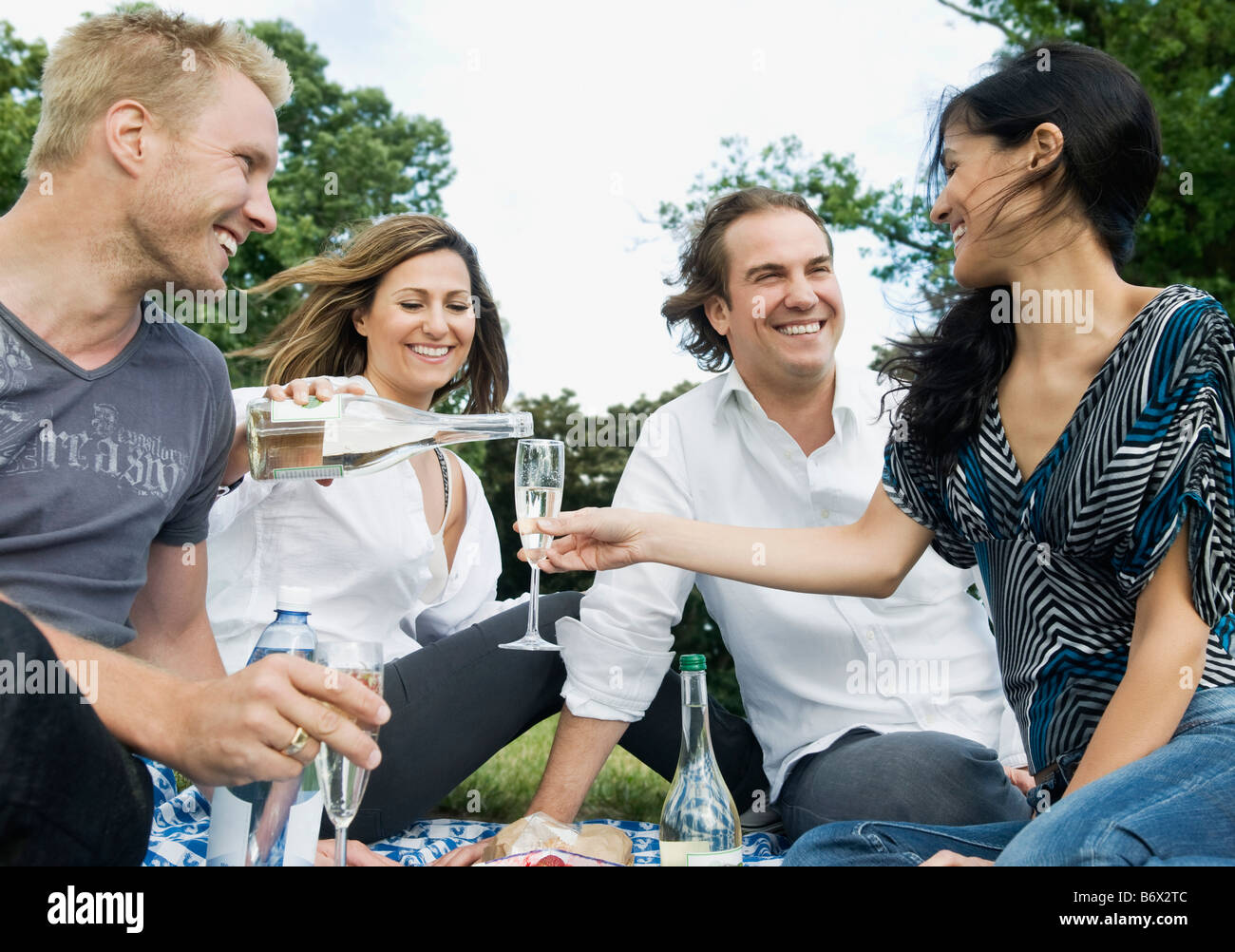 Les hommes et les femmes au picnic Banque D'Images