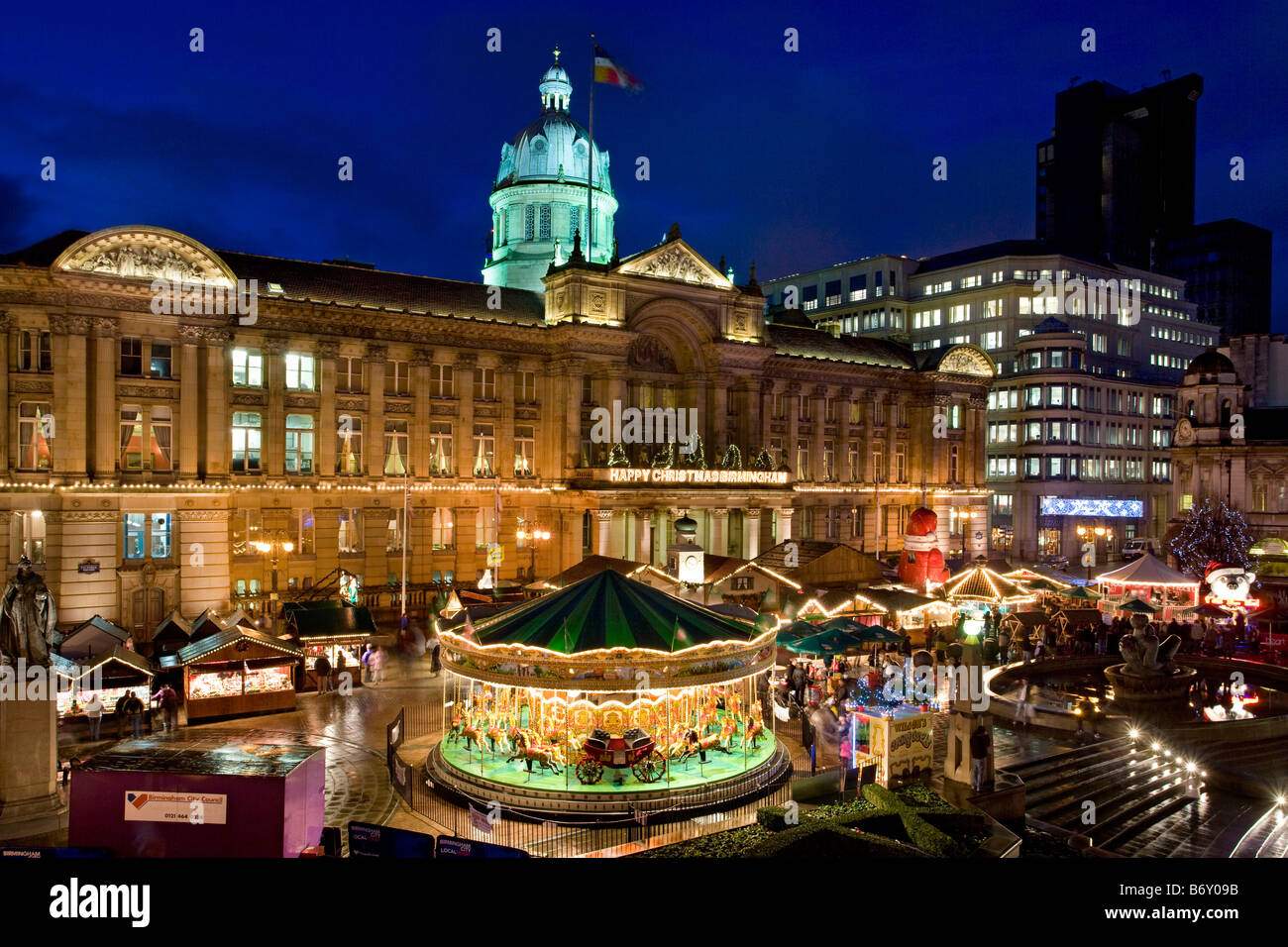 Marché de Noël à Victoria Square, Birmingham, Midlands, Angleterre Banque D'Images