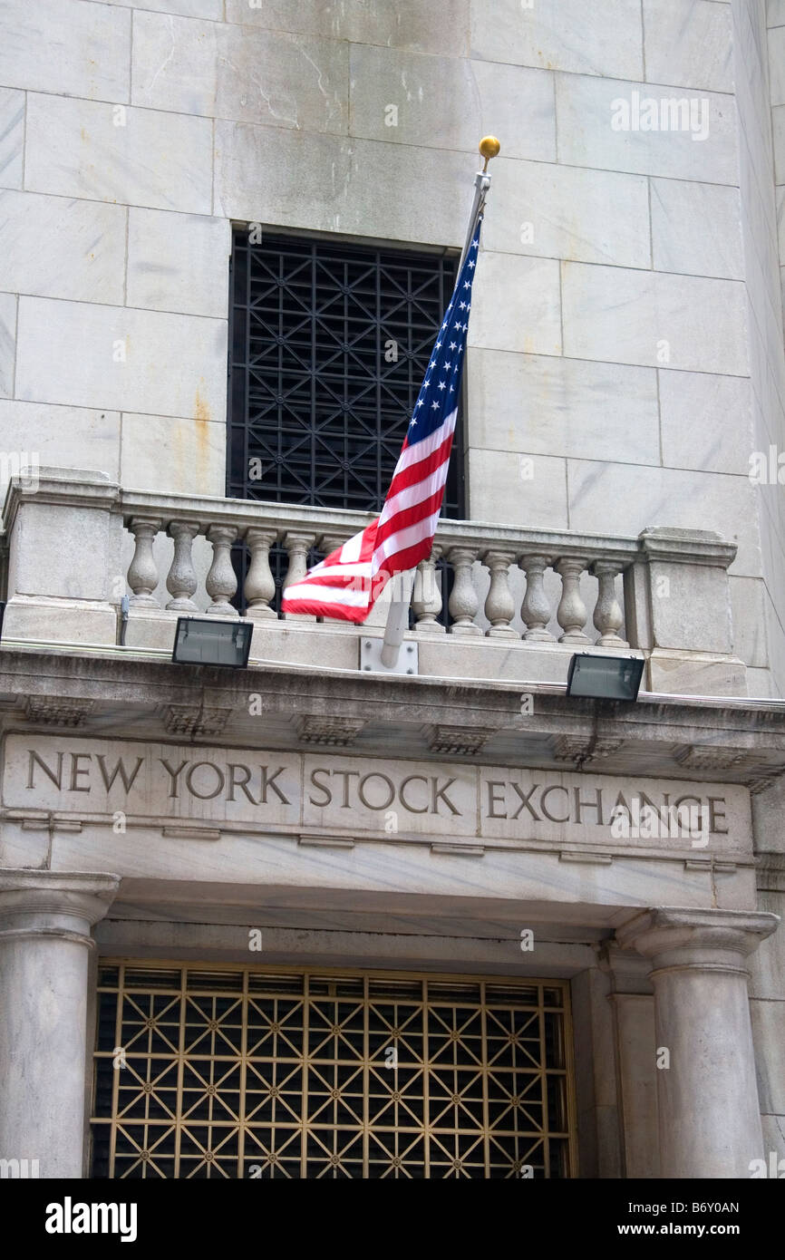 La Bourse de New York dans le lower Manhattan New York City New York USA Banque D'Images
