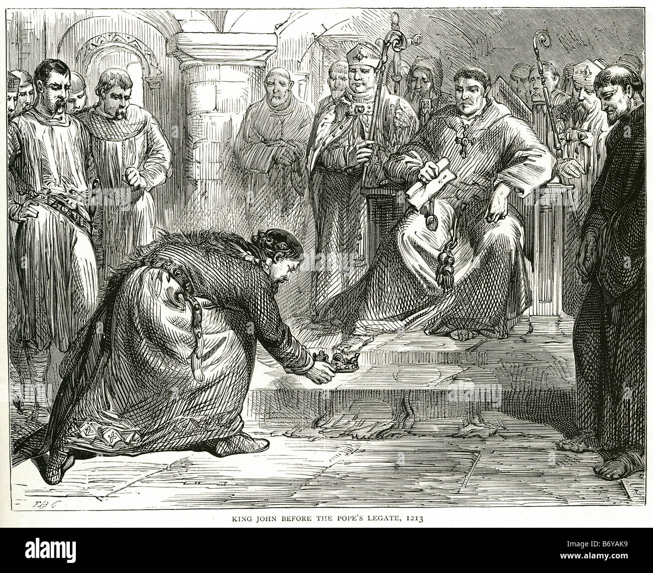 Le roi John avant le légat du pape Innocent III l'Angleterre 1213 Banque D'Images