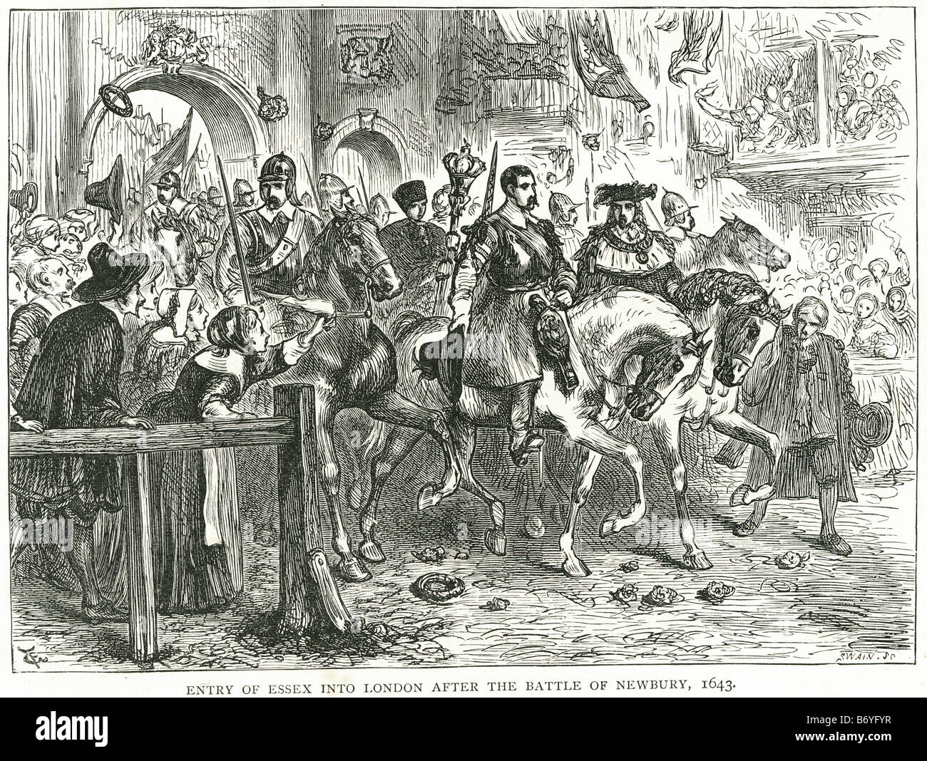 Entrée d'essex dans Londres après la bataille de newbury 1643 La première bataille de Newbury a eu lieu le 20 septembre 1643, dans Enbo Banque D'Images