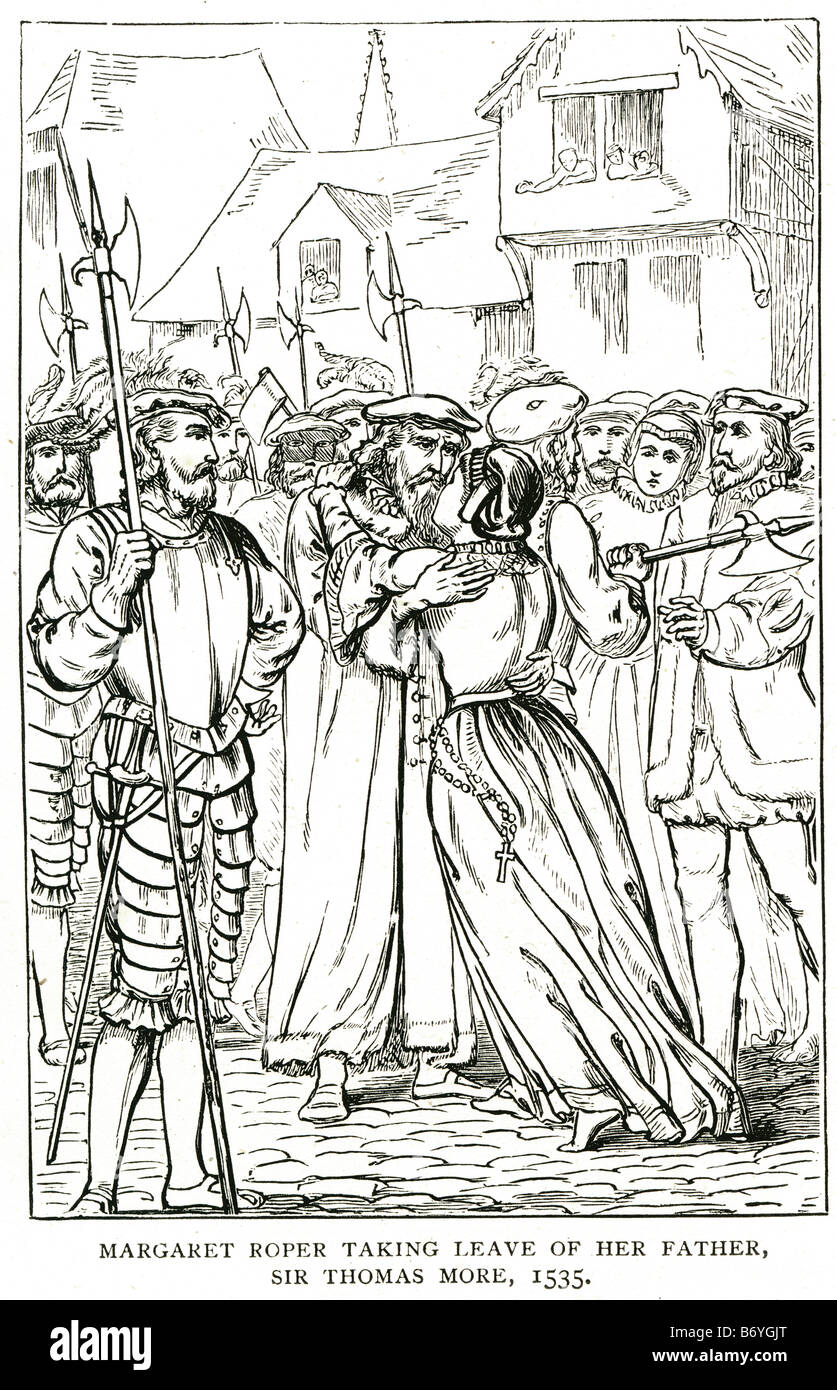 Margaret roper née plus prendre congé de son père, sir Thomas More 1535 Tour de Londres décapité Banque D'Images