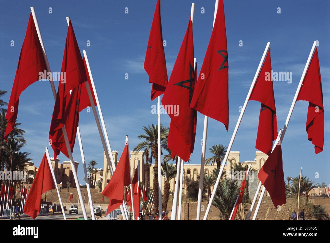Drapeaux, drapeau de l'Oued Draa, Zagora, Maroc, Afrique, Tal Banque D'Images