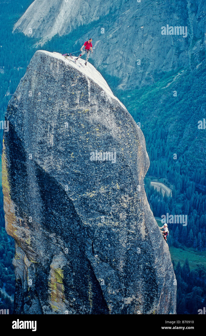 Rock climber, Yosemite, en Californie. Banque D'Images