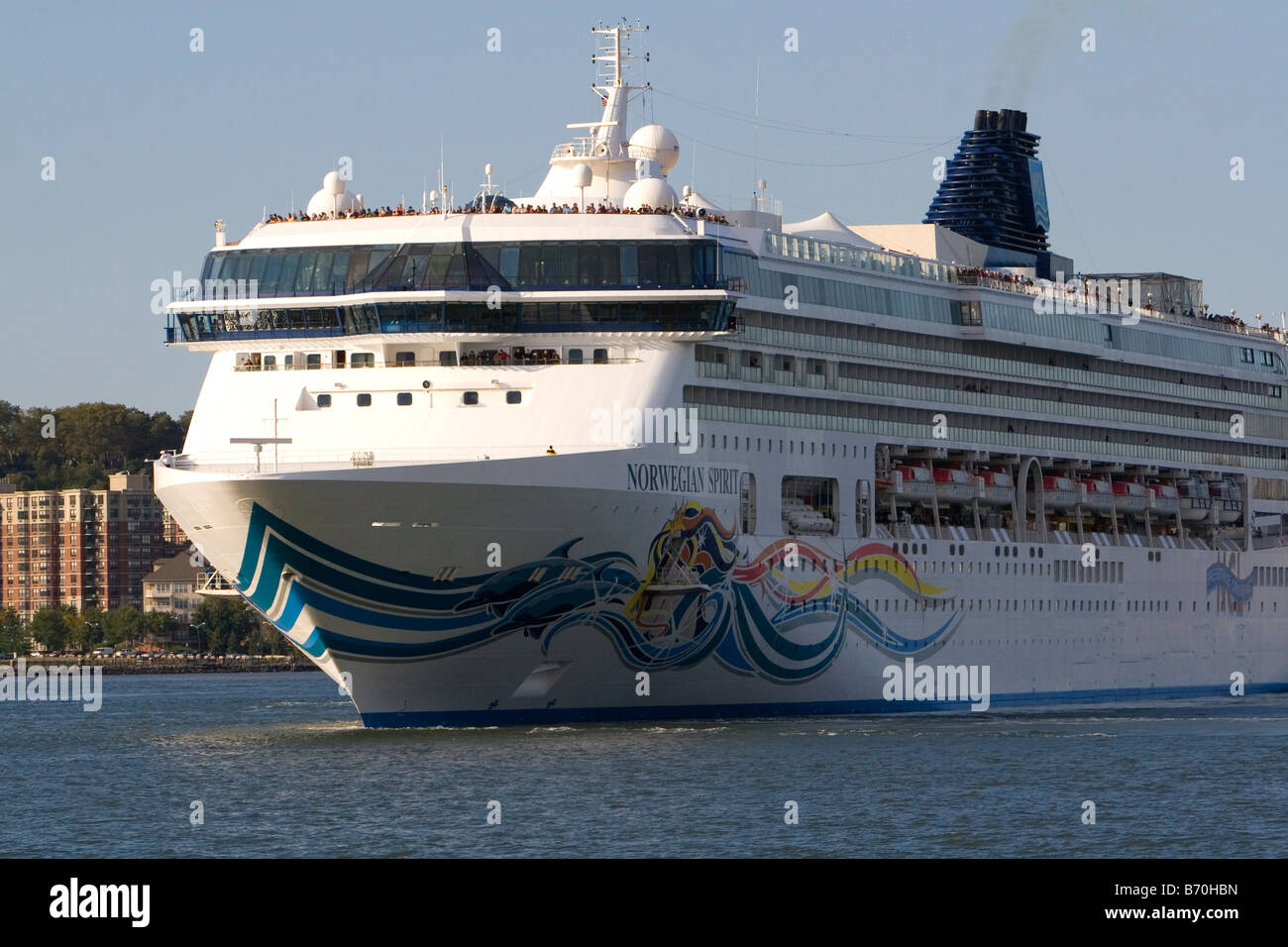 Norwegian Spirit bateau de croisière au départ de la ville de New York sur la rivière Hudson New York USA Banque D'Images