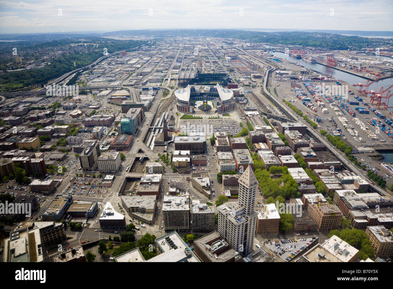 Les stades de football et de baseball professionnel au centre-ville de Seattle, Washington Banque D'Images