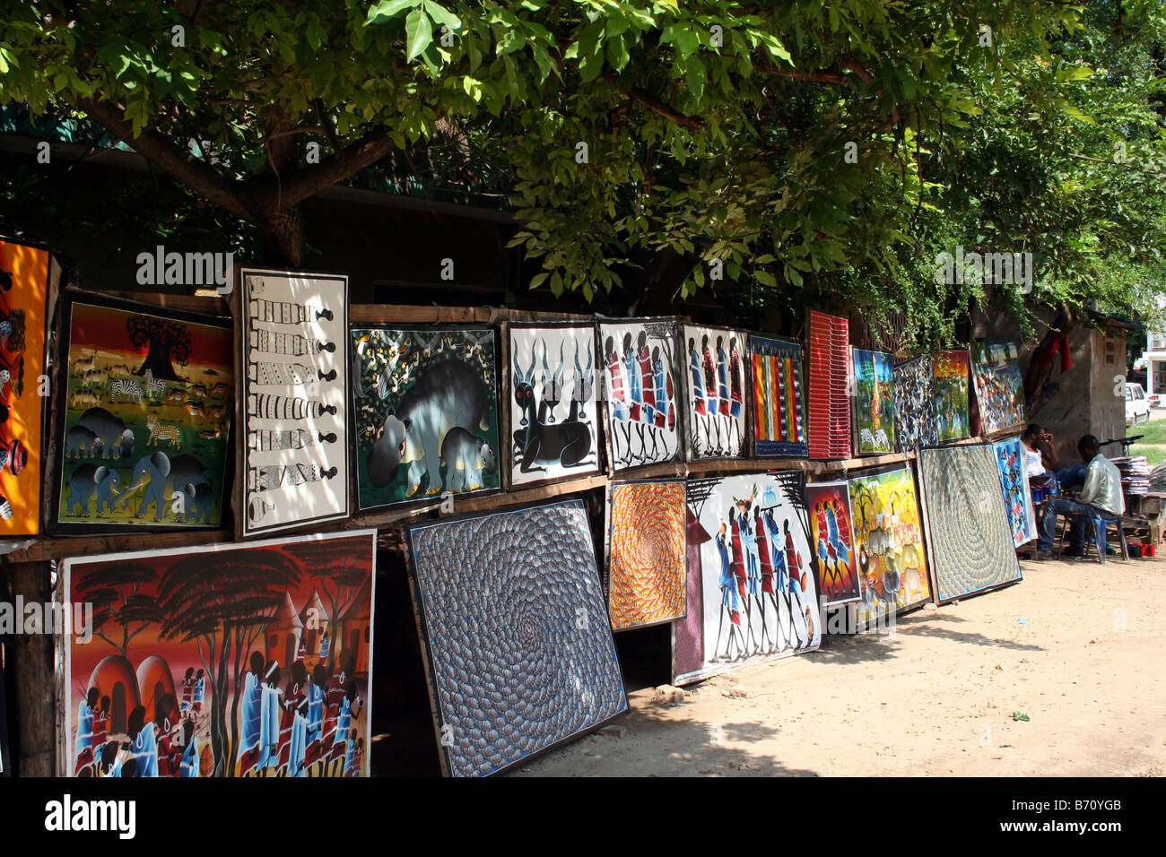 Marché de l'artisanat d'art local, Dar-es-Salaam, Tanzanie Banque D'Images