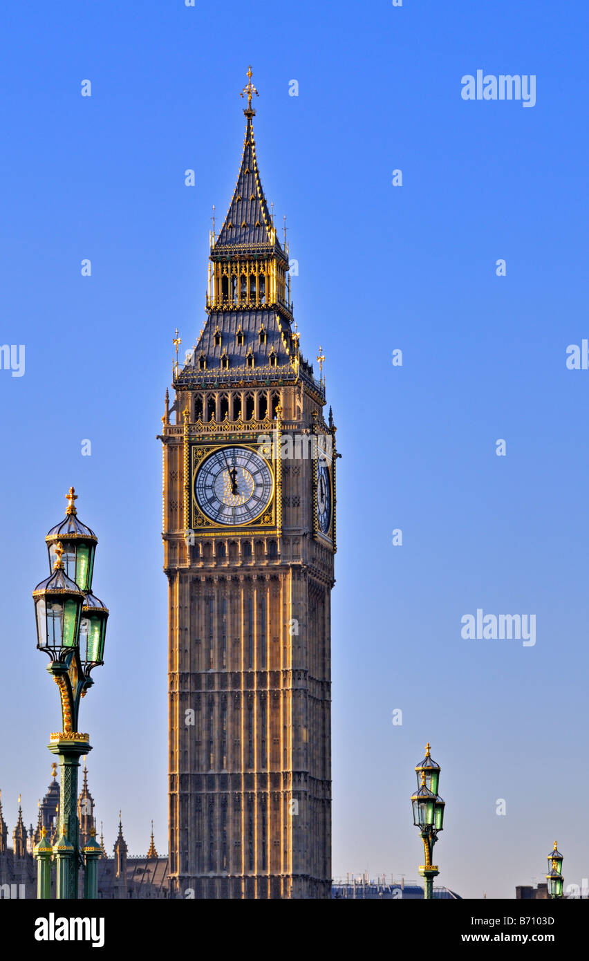 Palais de Westminster, le Parlement tour de l'horloge Big Ben London United Kingdom Banque D'Images